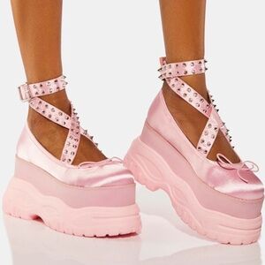 Rare Dolls Kill Current Mood Pretty Barre Baby spiked ballet platform sneakers